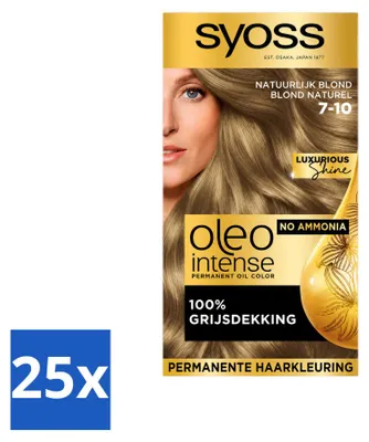 Imagen del producto de 25 unidades de tinte permanente para el cabello Syoss Oleo Intense 7-10, color rubio natural, pack económico