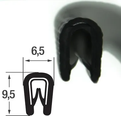 Produktbild von KS1-2S-NIRO Kantenschutzprofil Kantenschutz Schwarz PVC Einlage Edelstahl für 1-2 mm Maße 9,5x6,5 mm