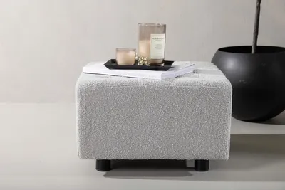 Produktbild von BOWAI Hocker mit Boucle Stoff 51x51cm - Sitzhocker in modernem Design