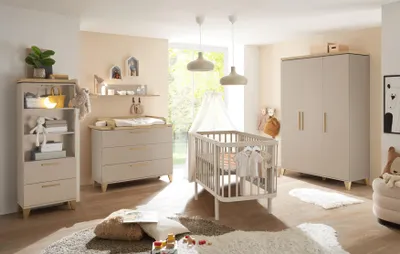 Produktbild von Babyzimmer Hilda 5 teilig in Kaschmir und Mauvella Oak - Kinderzimmer Komplett Set