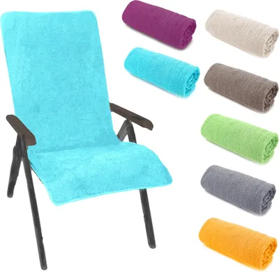 Produktbild von heimtexland ® Hochlehner Stuhlauflage Frottier Gartenstuhl Schonbezug Schwimmbad Sauna Fitnessstudio Hygiene Handtuch Frottee 60 x 130 cm Typ772 Aqua