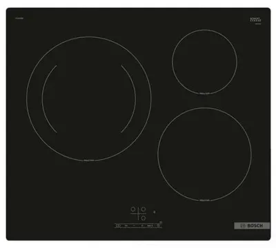 Obrázok produktu pre Varná doska, Bosch PUJ61RBB5E, SER4, indukčná varná doska, 60 cm, povrchová montáž bez rámu, 3 zóny, čierna