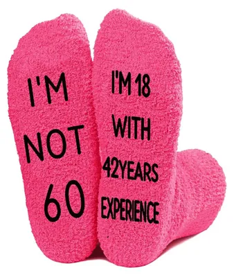 Produktbild von Socken für Damen - Lustige Plüsch Koraalfleece Socken - 60. Geburtstag Geschenk