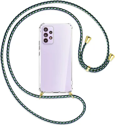 Produktbild von Handykette Backcover-Schutzhülle mit Band (Metall goldfarben) für Samsung Galaxy A53 5G - grün/blau/weiß