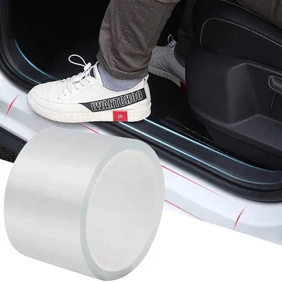 Productafbeelding van Autodeurdrempelsticker, 7 cm x 10 m universele lakbeschermingsfolie, transparant, autodeurrandbeschermingsfolie, bumperbeschermingsfolie