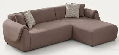 Image de Canapé d'angle, forme L, couleur marron, design minimaliste, style moderne, confortable