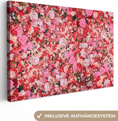 Produktbild von OneMillionCanvasses® - Leinwandbilder - 150x100 cm, Blumen - Farben - Rosen, Wandbilder Kunstdruck Wanddekoration