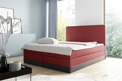 Produktbild von Boxspringbett Schlafzimmerbett VELARO 180x200cm Rot-Schwarz