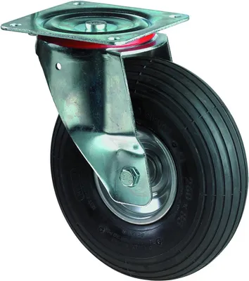 Produktbild von Transport-Lenkrolle mit Anschraubplatte und Luftrad, Radkörper aus Stahl, 260 mm