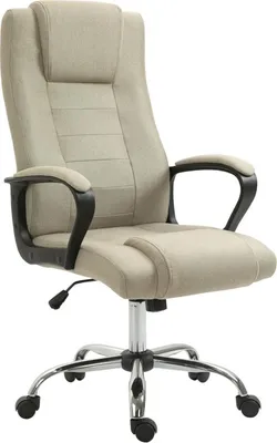 Produktbild von Bürostuhl in Leinenoptik, höhenverstellbar, Wippfunktion, 5 Rollen, Beige