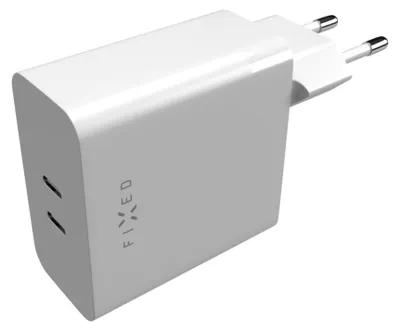 Obrázek produktu pro Síťová nabíječka FIXED s 2x USB-C výstupem, podpora PD, 65W, bílá