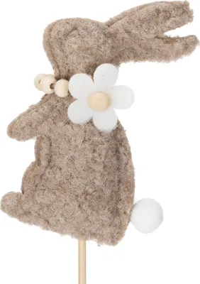 Produktbild von Osterhase Dekofigur mit Filzdetails für frühlingshafte Tisch- und Gartendeko, 8 Stück