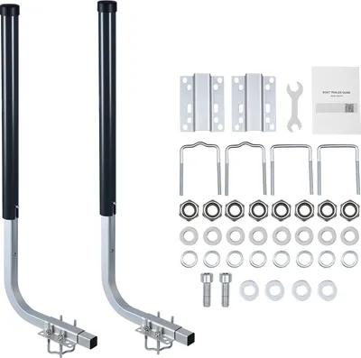 Zdjęcie produktu dla SucceBuy Prowadnice do przyczep do łodzi 1016 mm / 1219 mm wysokości, 0-13 cm regulowanej szerokości, prowadnica do przyczepy wykonana z wytrzymałej stali z rurami PVC, odpowiednia do łodzi narciarskich, łodzi rybackich i małych łodzi żaglowych.