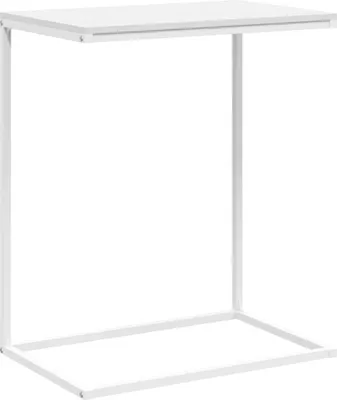 A white side table against a white background.