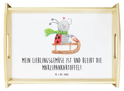 Produktbild von Mr. & Mrs. Panda Frühstückstablett Smörle Rodeln - Weiß - Geschenk, Tablett, holz, Küchentablett, serviertablett, Holztablett, Weihnachten, aus, Winter, Schlittenfahren