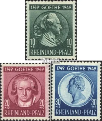 Produktbild von Briefmarken Franz. Zone-Rheinland Pfalz 1949 Mi 46-48 (kompl.Ausg.) postfrisch J.W.Goethe