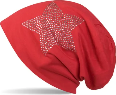 Produktbild von styleBREAKER klassische leichte Uni Beanie Mütze mit Stern Strass Applikation 04024019