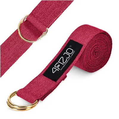 Produktbild von 4FIZJO Yogagurt mit D-Ring-Verschluss, 300x4x0,2 cm, 100% Baumwolle, Rot