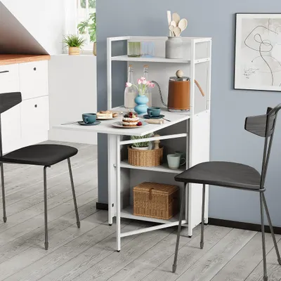 A compact dining set with a folding table and chairs in a kitchen or dining area.