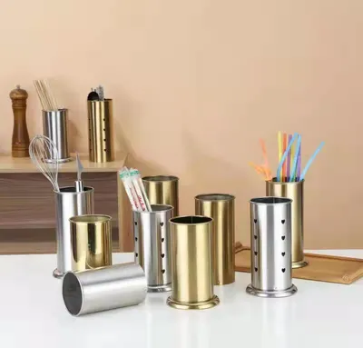 Produktbild von INF Besteckhalter - Stilvoller Edelstahl-Utensilienhalter Silber L