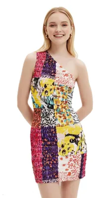 Produktbild von Desigual Damen Leo Mini Kleid mit einer Schulter XL