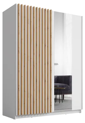 Produktbild von Schiebetürenschrank DIVORA 10 – mit Spiegel, Regalen & Kleiderstange (150,6×198,5×55 cm) – Weiß