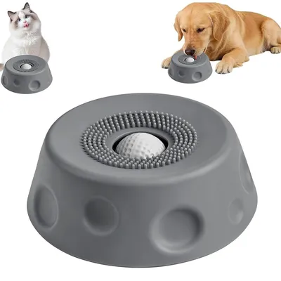 Produktbild von Silikon Schleckball und Schleckmatte für Hunde mit Saugnapf – Antischlingnapf für Hund und Katze, ideal als Futternapf gegen Schlingen
