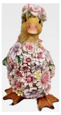 Produktbild von Dekofigur Ente mit Blumen für Garten und Innenbereich