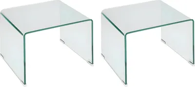 Produktbild von Set aus 2 Nachttischen - Gebogenes gehärtetes Glas - SUZANA