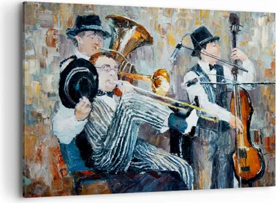 Produktbild von Bild auf Leinwand - Leinwandbild - Jazz Musik Musiker - 120x80cm - Wand Bild - Wanddeko - Leinwanddruck - Bilder - Kunstdruck - Wanddekoration - Leinwand bilder - Wandkunst - AA120x80-3422