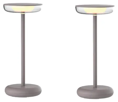 Produktbild von Luxus Europe - Tischlampe Mykonos - 2er-Set Taupe - Kabellose Outdoor-Tischlampe – Wiederaufladbar