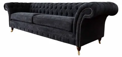 Produktbild von Dreisitzer Couch Polster Schwarz Sofa 3 Sitz Sofas Zimmer Möbel Design