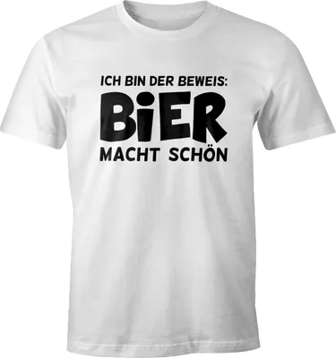 Produktbild von Ich bin der Beweis Bier macht schön Herren T-Shirt Trink Spruch-Shirt Moonworks® weiß M