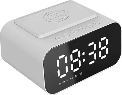 Produktbild von Uhr Desktop Speake Drahtlose BT5.0-Lautsprecher Drahtloses Ladegeraet Wecker FM-Radio MP3-Player Unterstuetzt TF-Karte AUX-Eingang Freisprecheinrichtung mit Mikrofon-Digitalanzeige