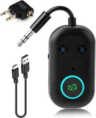 Image de Adaptateur audio sans fil - Émetteur-récepteur - Diffusion de musique - Bluetooth 5.3 - 2 en 1 - Noir