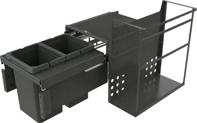 Image de Naber 8013348 Collecteur de déchets Cox® Base Q 360 S/400-2, anthracite, 20 (2x10) litres, adapté aux systèmes Quooker / largeur d'armoire 60 cm