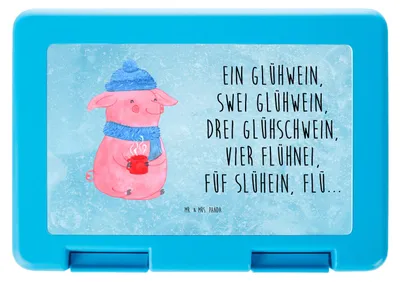 Produktbild von Mr. & Mrs. Panda Lunchbox Schweinchen Glühwein - Eisblau - Geschenk, Snackbox, Betrunken, Weihnachtsmarkt, Spruch, Frischhaltedose, Bentobox, Bento Box, Essensbox