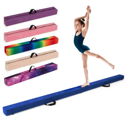 Produktbild von GOPLUS Schwebebalken 270 cm, klappbarer Gymnastikbalken mit Holzuntergrund, rutschfester Unterseite, Turnbalken für Kinder & Jugendliche (Blau)