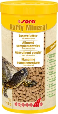 Produktbild von sera Raffy Mineral, Schildkröte, Universal, corn starch, wheat gluten, fish meal, calcium carbonate, wheat flour, brewers yeast, fish oil..., 1000 ml, 250 g
