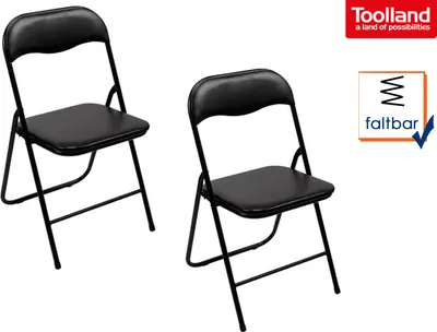 Produktbild von Klappstuhlset gepolstert schwarz, faltbarer Stuhl, Campingstuhl, Terrassenmöbel