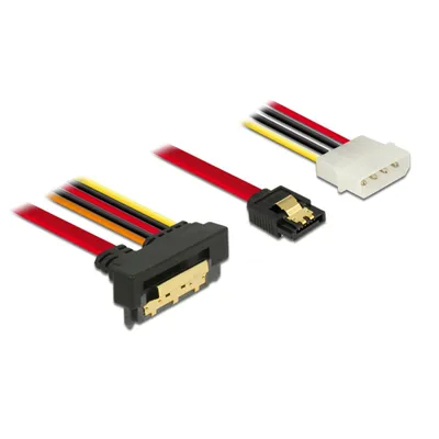 Produktbild von DeLOCK 85231, 0,3 m, SATA III, SATA 7-pin + Molex (4-pin), SATA 22-pin, Weiblich/Weiblich, Schwarz