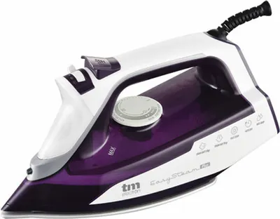 Produktbild von TM Electron TMPPL012, Trocken- & Dampfbügeleisen, Keramik-Bügelsohle, 1,9 m, 130 g/min, Violett, Weiß, 35 g/min