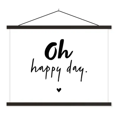 Produktbild von MuchoWow® Textilposter Zitate - Oh happy day - Sprichwörter - Glück 40x30 cm mit schwarzem Rahmen - Dekorationen