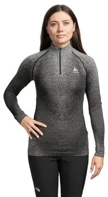 Imagen del producto de Camiseta térmica Odlo Blackcomb Eco Bl Top, cuello alto con cremallera corta, manga larga, para mujer