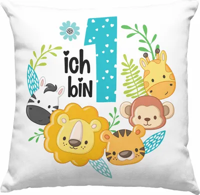 Produktbild von Trendation - 1. Geburtstag Deko-Kissen mit Füllung 40x40 Geschenk Becher Erster Bday Geschenkidee 1 Jahr Alt Baby Junge Mädchen KakaoDeko-Kissen mit Füllung 40x40 (Blau)