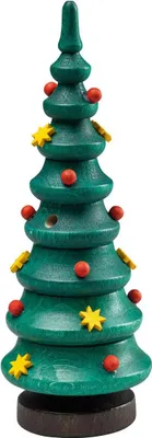 Produktbild von SAICO Räuchermännchen Weihnachtsbaum mit Dekoration - aus Holz - ca. 15 cm - inkl. 5 Räucherkerzen Tannenduft