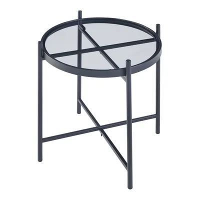 Obrázek produktu pro Odkládací stolek 'Lier' se skleněnou deskou kulatý 41,5 x 46 cm černý