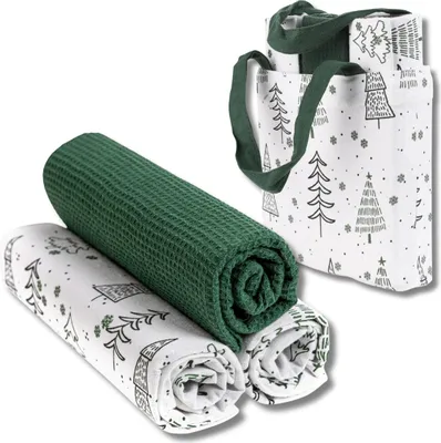 Image de Moraj | Lot de torchons de cuisine - 40 x 70 cm - 3 pièces - Design élégant - Motif de Noël