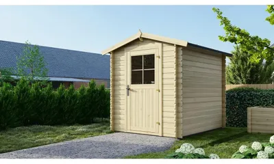 Image de Abri de jardin en bois - 4.75m2 - 1.9x2.5m - Ep. 28mm - Couleur: naturel - DOM594 - ALTANKA