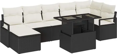 Image de vidaXL Ensemble de canapé de jardin avec coussins 8 pcs noir et crème